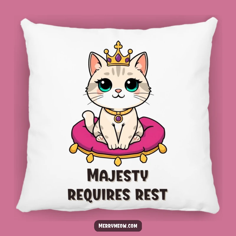 Funny Regal Cat Pillow: Soft Crowned Feline Comfort, Ideal Funny Gift for Cozy Royalty!