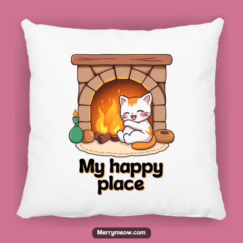 Funny Joyful Cat Fireplace Pillow, a Comfy and Humorous Gift for Cat Lovers