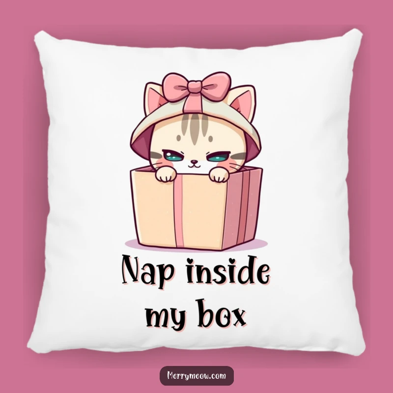 Funny Cat Gift Box Pillow - Cozy & Hilarious Decor for Surprise Lovers