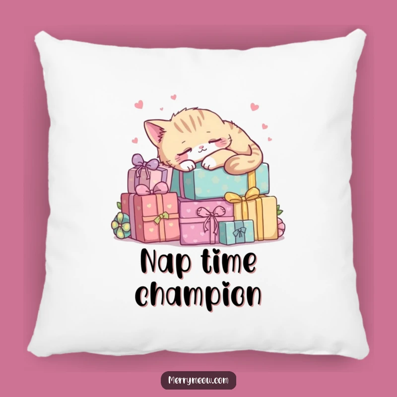 Cozy Funny Kawaii Cat Napping Pillow: Relaxing Present Cushion Gift