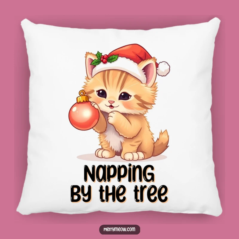 Funny Kitten Santa Pillow - Cozy & Hilarious Holiday Decor Gift