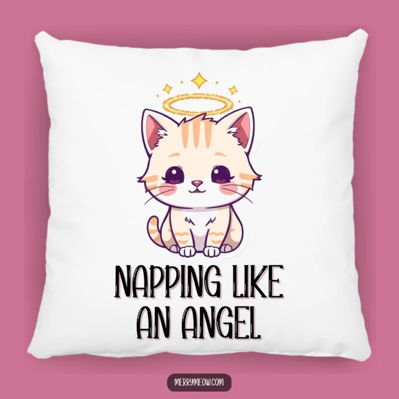 Funny Tinsel Halo Cat Pillow: Cozy Divine Feline Cushion for Comfort Gift