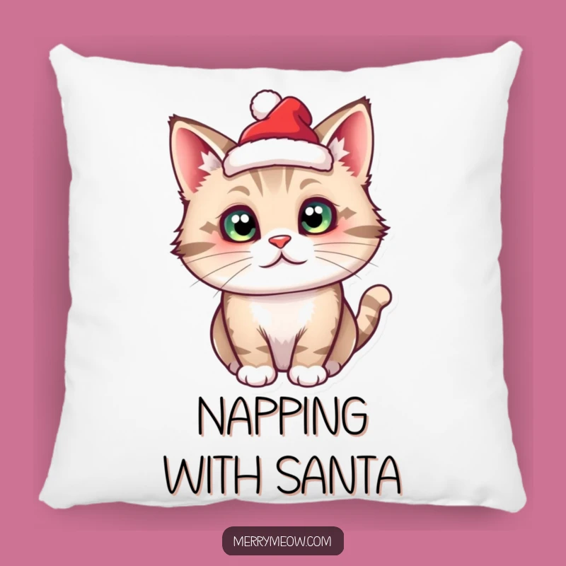 Soft Funny Cat Santa Pillow - Tiny Hat Comfort, Cozy Festive Funny Gift