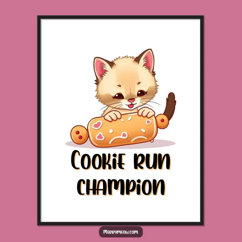 Funny Siamese Kitten Cookie Digital Art: Playful Decor Funny Gift