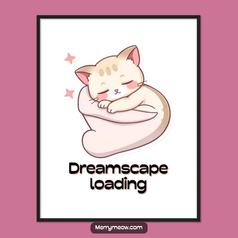 Funny Sleepy Cat Stocking Digital Art: Cozy Dreams Print, Charming Funny Gift for Walls!