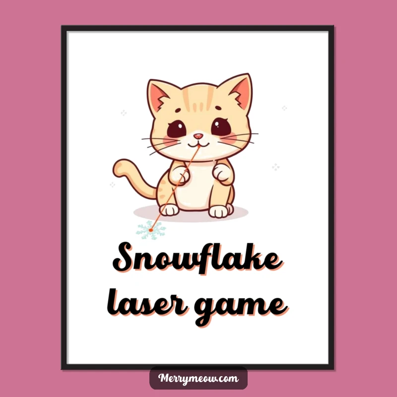 Funny Kawaii Laser Cat Digital Art: Instant Playful Chase Print Gift