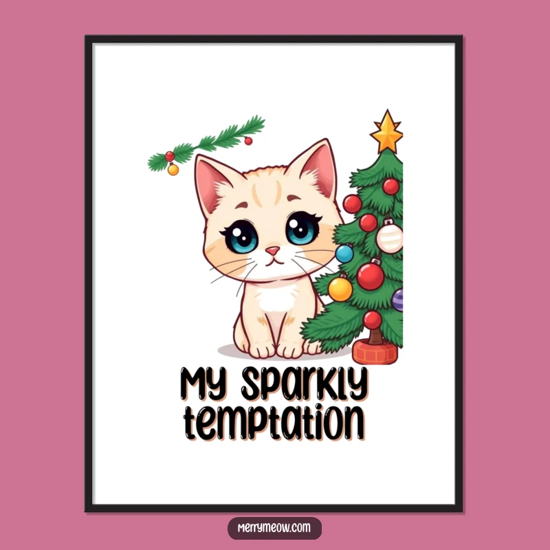 Funny Wide-Eyed Cat Christmas Tree Digital Art: Hilarious Instant Holiday Decor