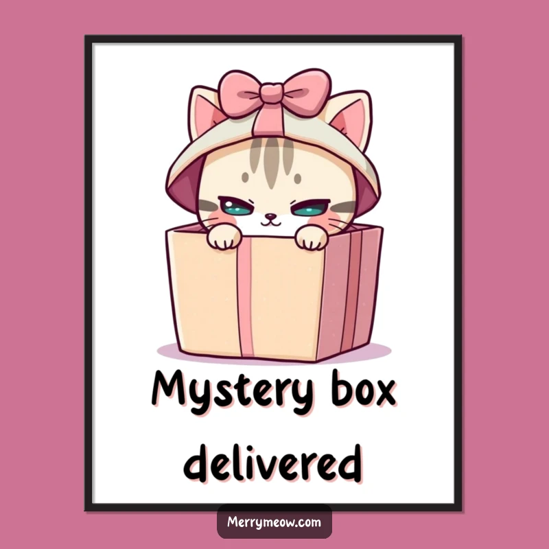 Funny Cat Gift Box Art Print - Mischievous Download & Hilarious Gift