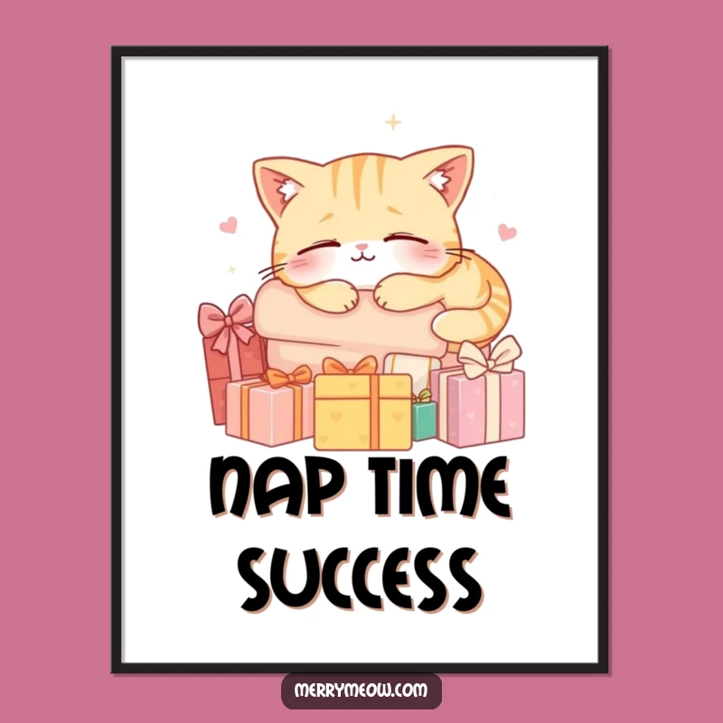 Funny Napping Cat Digital Print: Instant Cozy Art for Hilarious Holiday Homes