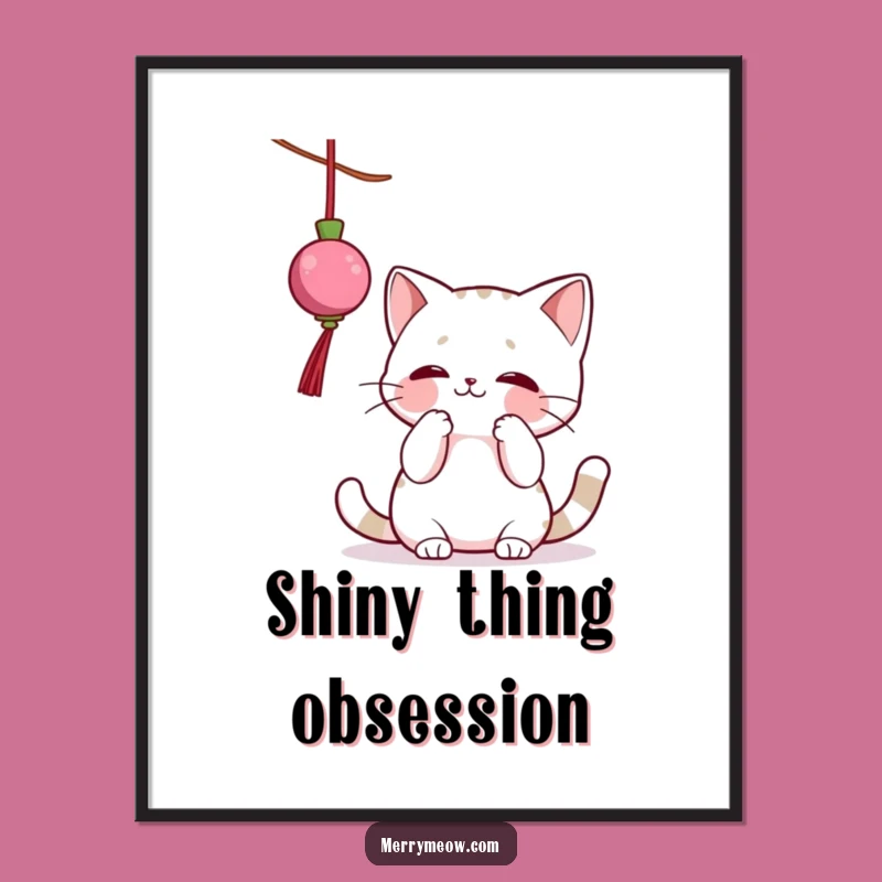 Funny Cat Ornament Batting Digital Print: Festive & Hilarious Cat Art for Instant Joy