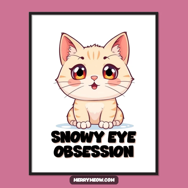 Funny Snow Watching Cat Digital Print: Instant Winter Art for Hilarious Homes