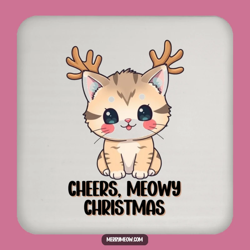 Funny Reindeer Cat Coaster: Festive Feline Protection, Hilarious Funny Holiday Gift!
