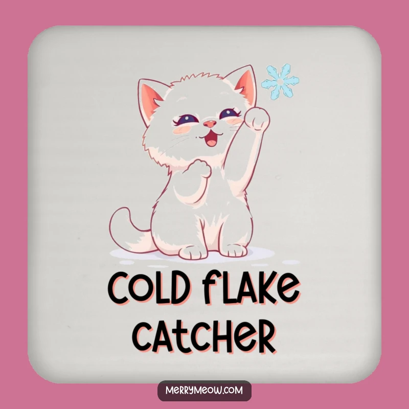 Funny White Kitten Coaster - Winter Protection Perfect Gift