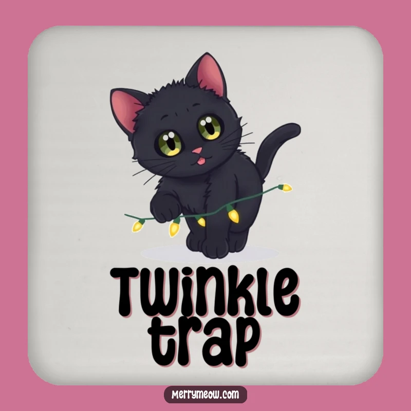 Funny Black Kitten Coaster - Playful Protection Perfect Gift