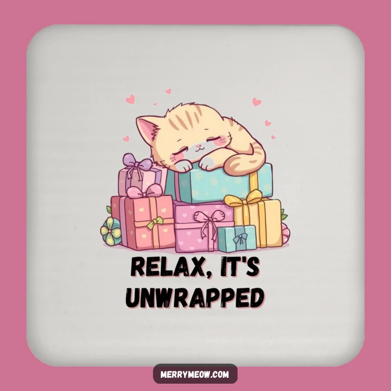 Funny Kawaii Cat Napping Coaster: Cozy Drink Protection Gift