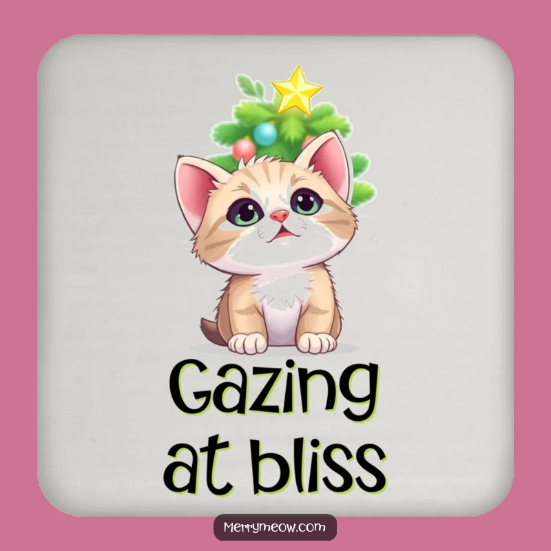 Funny Kitten Christmas Star Coasters: Holiday Table Magic Funny Gift