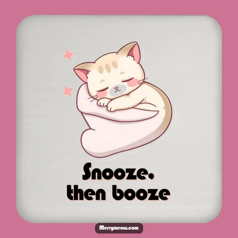 Funny Sleepy Cat Stocking Coaster: Cozy Drink Holder, Hilarious Funny Gift for Tables!