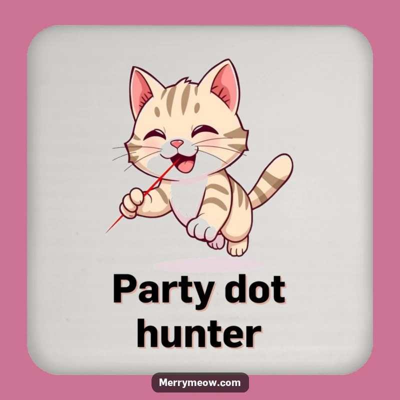 Funny Tabby Cat Laser Coasters: Protect Surfaces with Playful Chase Art, Humorous Gift Set