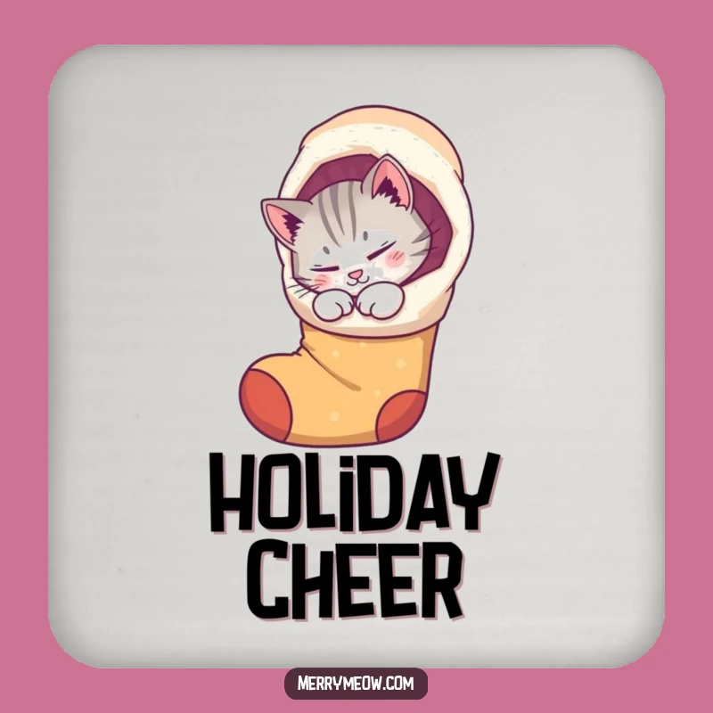 Funny Cat Stocking Coasters: Protect surfaces with a purring kitty, a charming funny gift.