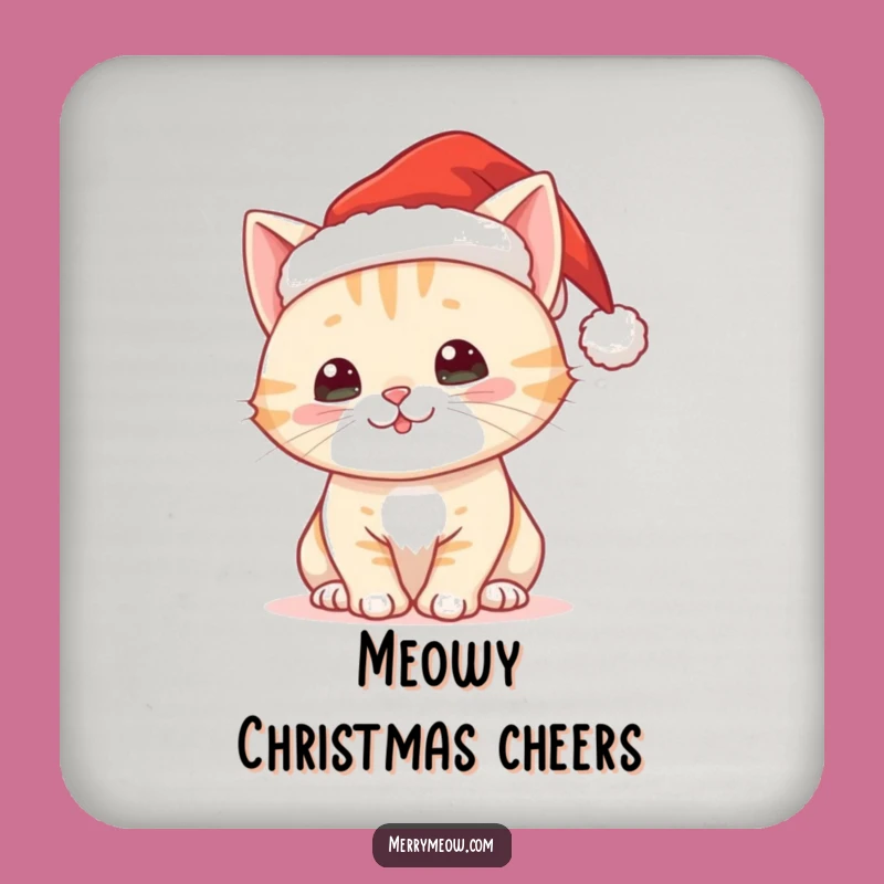 Funny Christmas Cat Coaster: Protect Surfaces with Festive Charm
