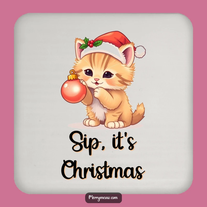 Funny Kitten Ornament Coaster Set - Adorable & Hilarious Holiday Gift