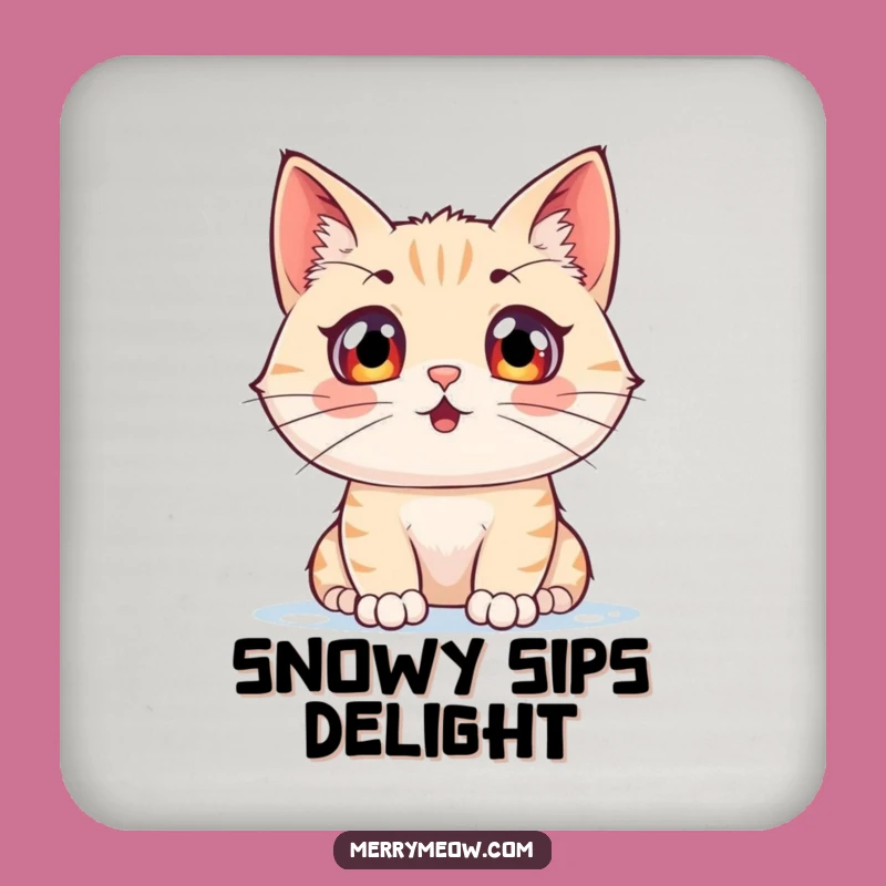 Funny Snow Watching Cat Coaster: Protect Surfaces with Hilarious Winter Charm