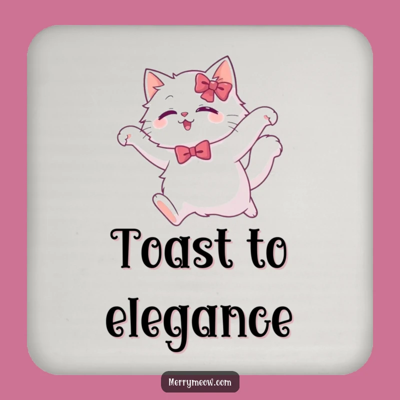 Funny White Cat Leap Coasters: Protect Surfaces with Graceful Art, Humorous Gift Set