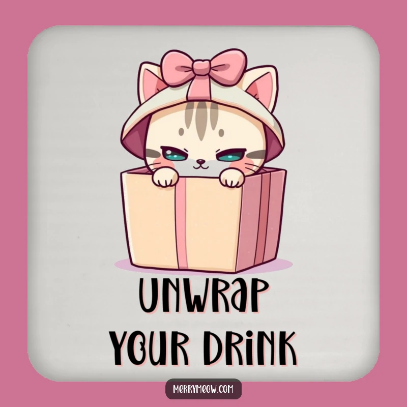 Funny Cat Gift Box Coaster Set - Mischievous Protection & Hilarious Gift