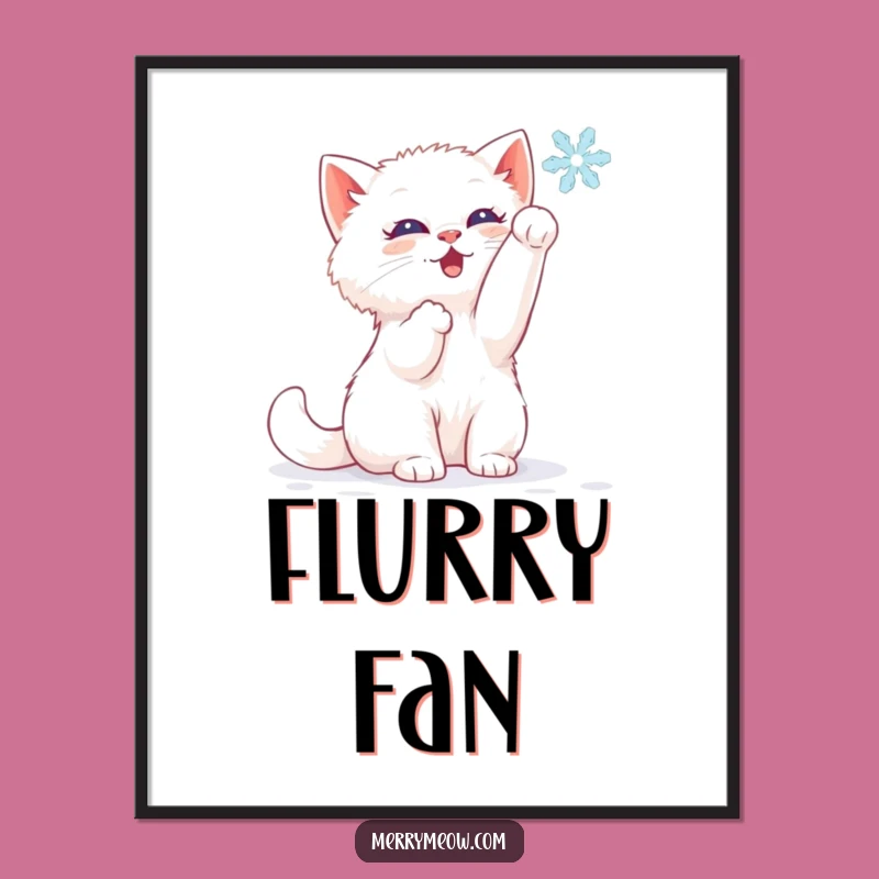 Funny White Kitten Poster - Winter Art & Perfect Gift