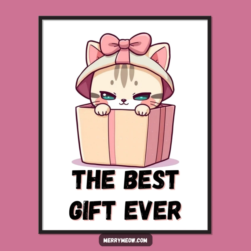 Funny Cat Gift Box Poster - Mischievous Art & Hilarious Gift Idea
