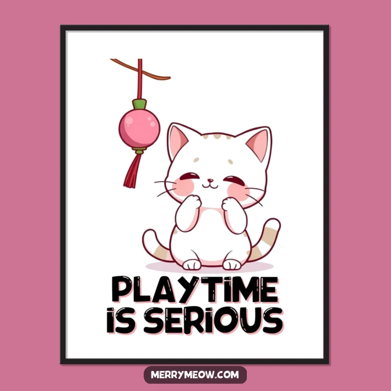 Funny Cat Ornament Batting Poster: Whimsical Wall Art for Cat Lovers' Festive Decor