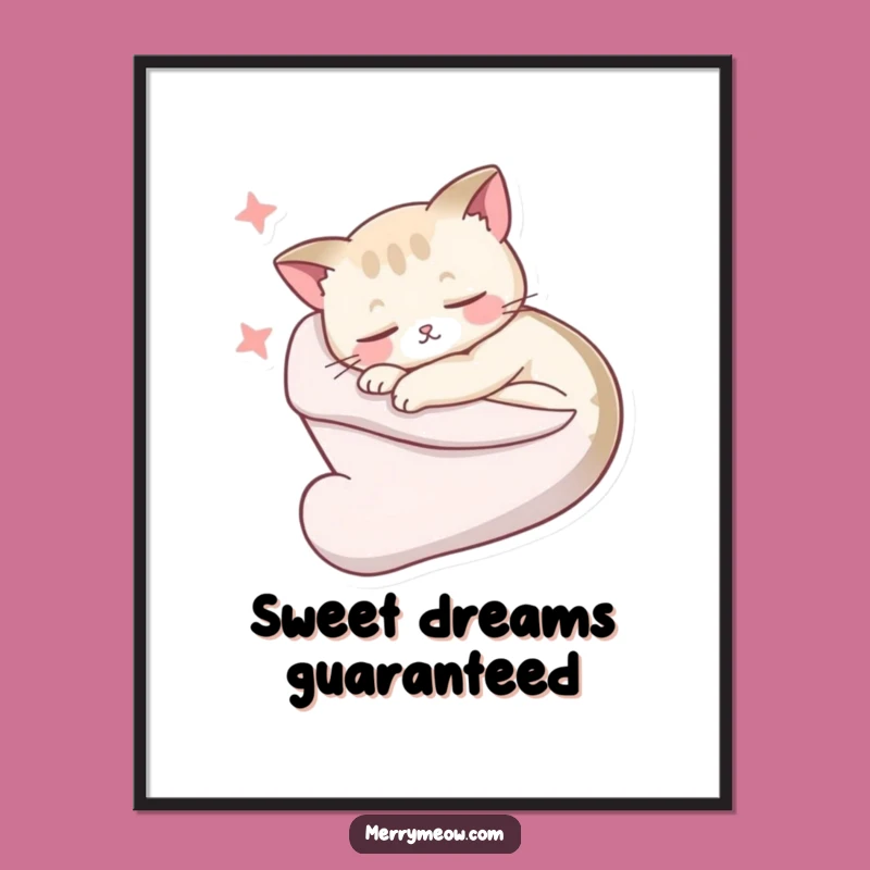 Funny Sleepy Cat Stocking Poster: Cozy Dreams Art, Charming Funny Gift for Walls!