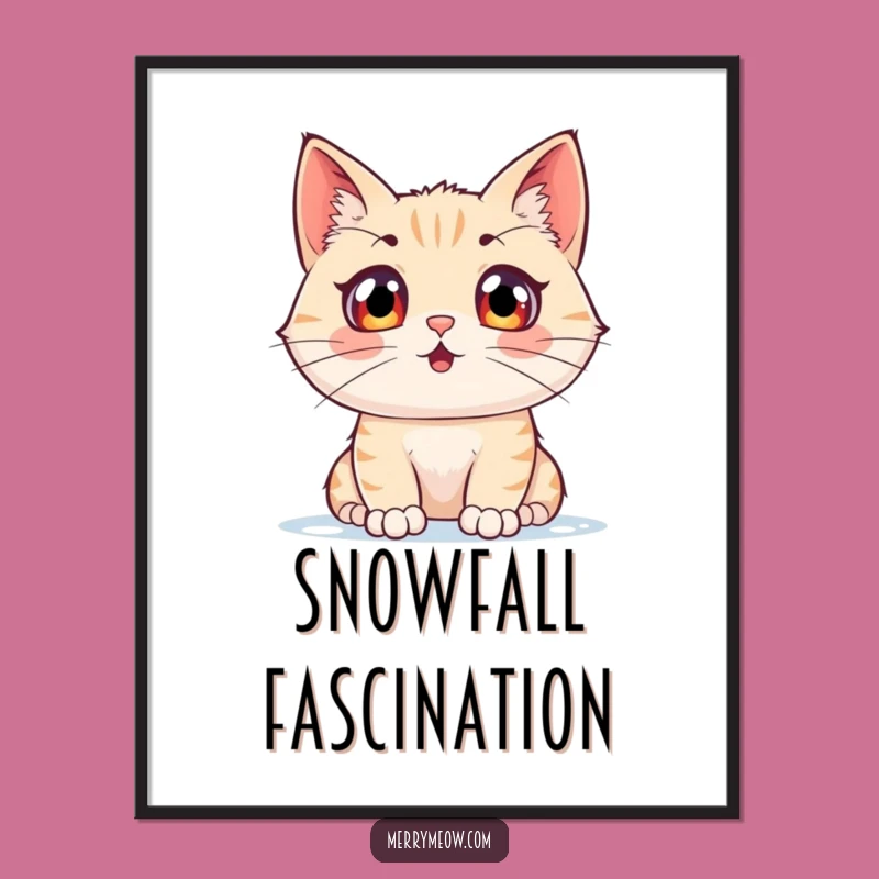 Funny Snow Watching Cat Poster: Charming Wall Art for Hilarious Winter Decor