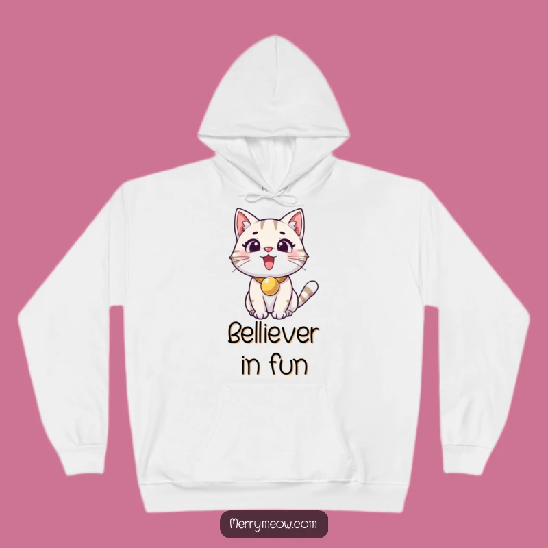 Cozy Funny Excited Cat Jingle Bell Hoodie: Snuggle Up with Joy