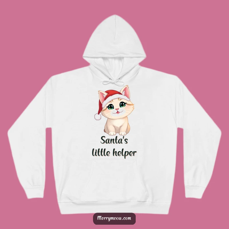 Cozy Funny Christmas Cat Hoodie: Santa Hat Warm Holiday Gift