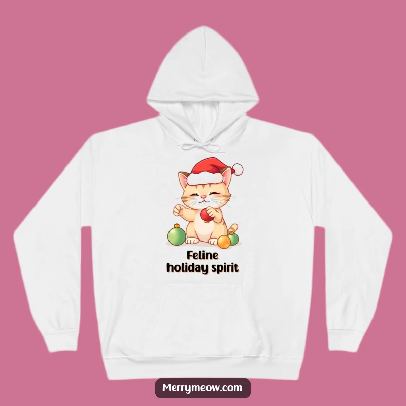 Cozy Funny Festive Cat Santa Hoodie - Warm Holiday Gift