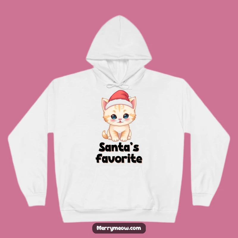 Cozy Funny Kawaii Kitten Santa Hoodie - Warm Christmas Kitty Comfort for Winter