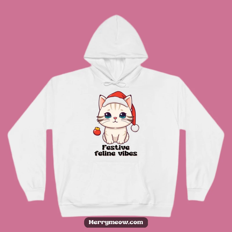 Cozy Funny Kawaii Santa Cat Hoodie: Warm & Festive Holiday Gift