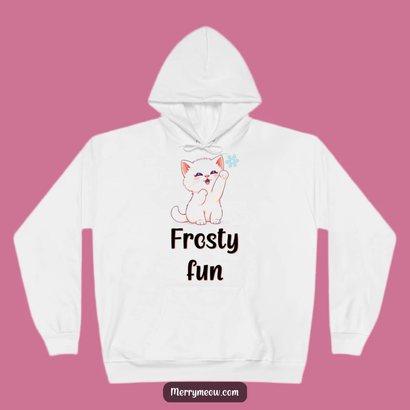 Cozy Funny White Kitten Hoodie - Winter Warmth & Perfect Gift