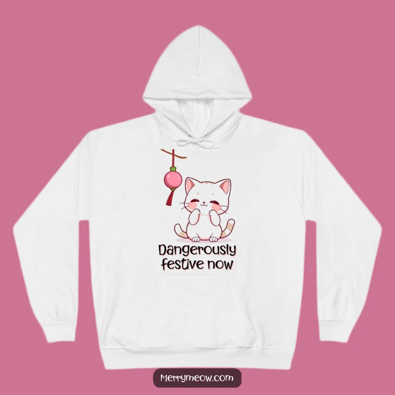Funny Cat Ornament Batting Hoodie: Cozy & Hilarious Cat Lover Gift for Winter Fun