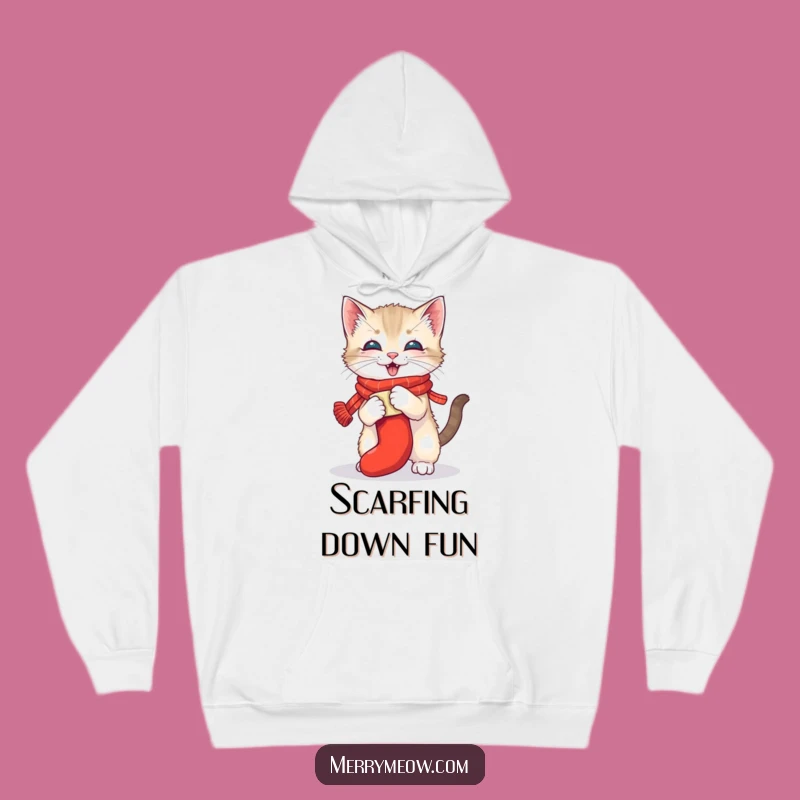 Funny Kitten Festive Scarf Hoodie - Cozy & Hilarious Gift Idea!