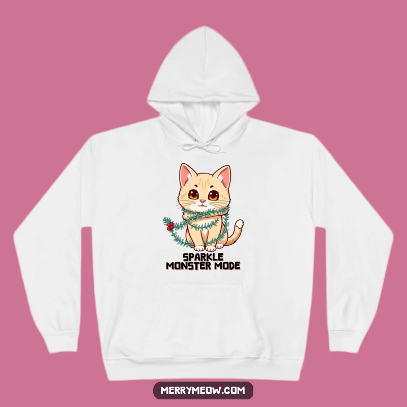 Funny Tinsel Cat Hoodie: Cozy Up in Hilarious Holiday Feline Style