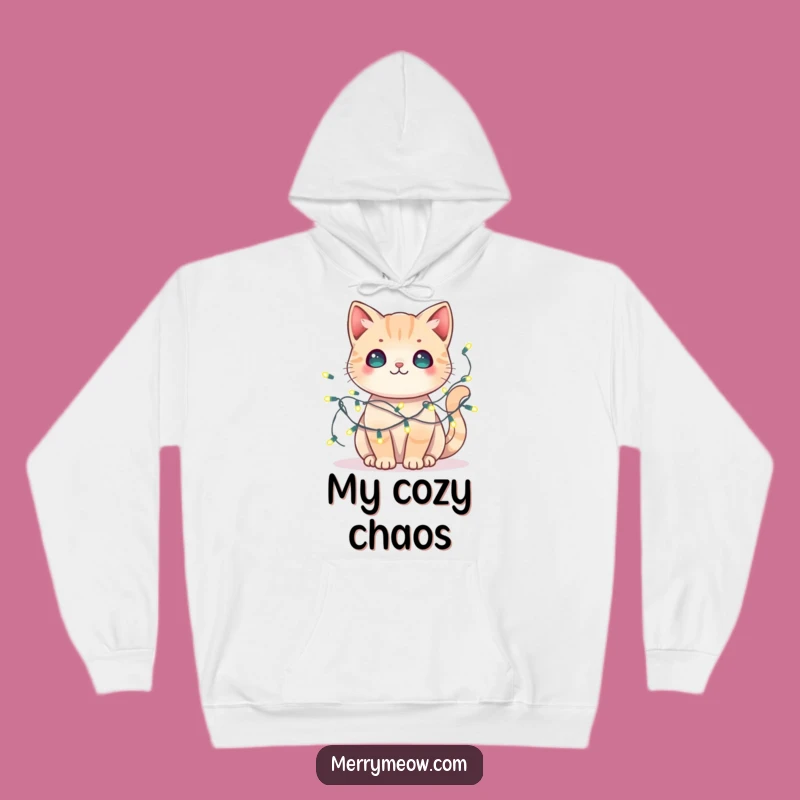 Funny Kawaii Cat Fairy Lights Hoodie: Cozy Up in Festive Cuteness