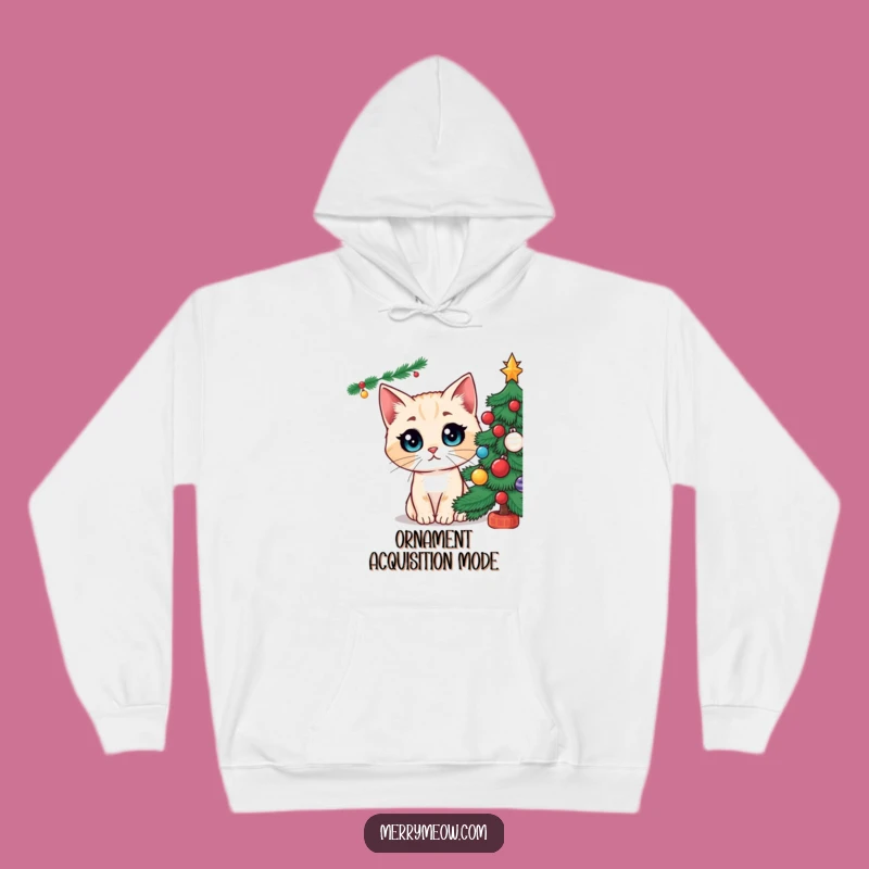 Funny Wide-Eyed Cat Christmas Tree Hoodie: Cozy Feline Holiday Gift