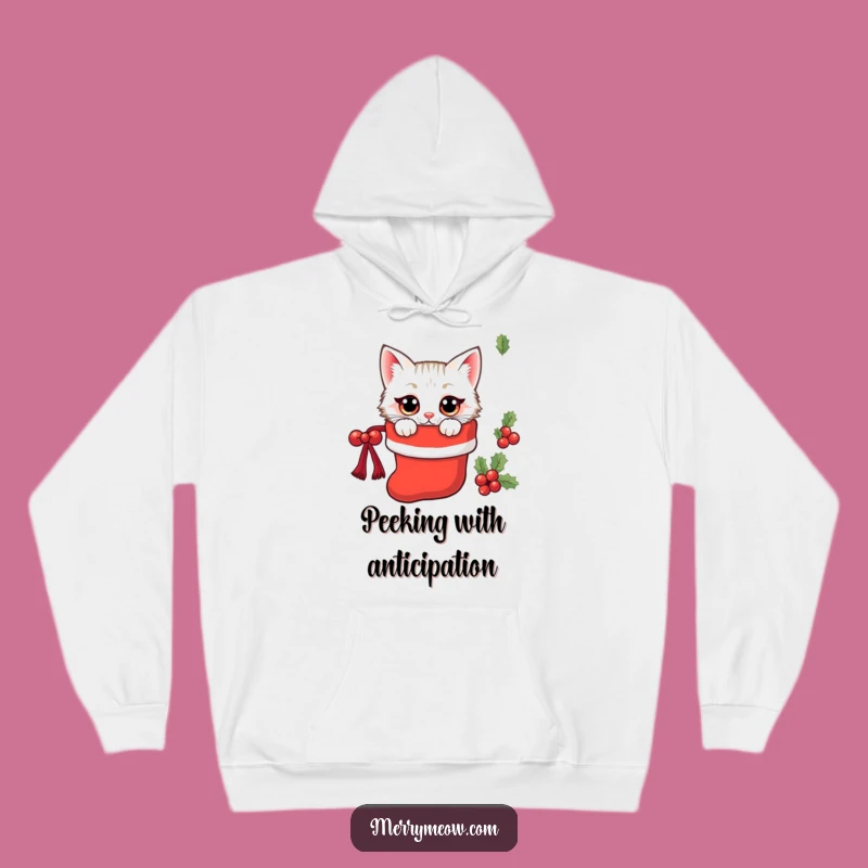 Cozy Funny Kawaii Stocking Cat Hoodie: Warm Holiday Surprise Gift