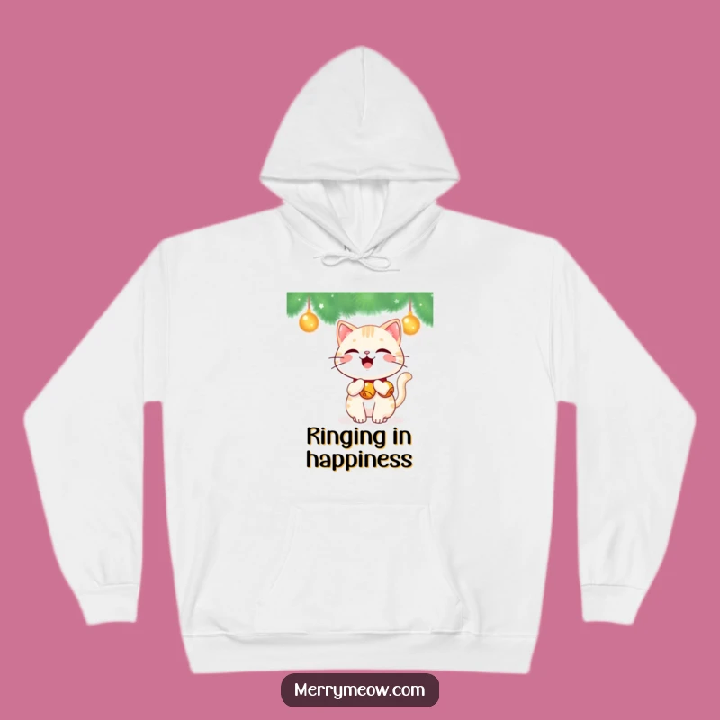 Funny Kawaii Jingle Bell Cat Hoodie: Cozy Festive Cheer, Ideal Funny Gift