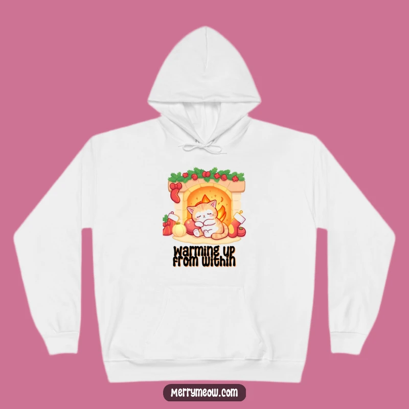 Funny Sleepy Cat Fireplace Hoodie: Ultimate Cozy Holiday Warmth!