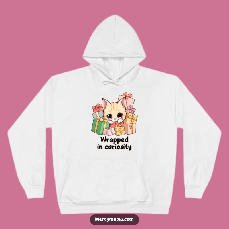Cozy Funny Curious Cat Present Hoodie - Warm & Hilarious Holiday Gift