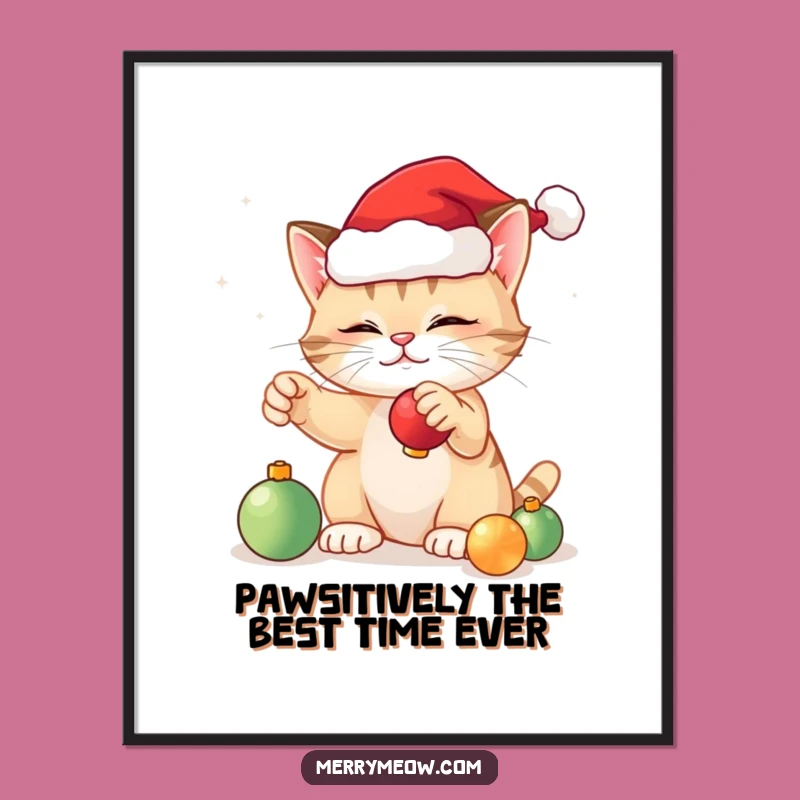 Free Printable Festive Cat Wall Art: Holiday Decor Downloadable Funny Gift