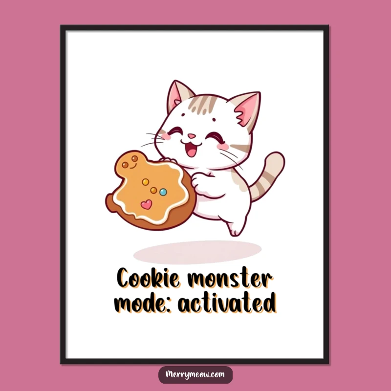 Free Printable Wall Art: Cat Cookie Chase - Funny Downloadable Decor!